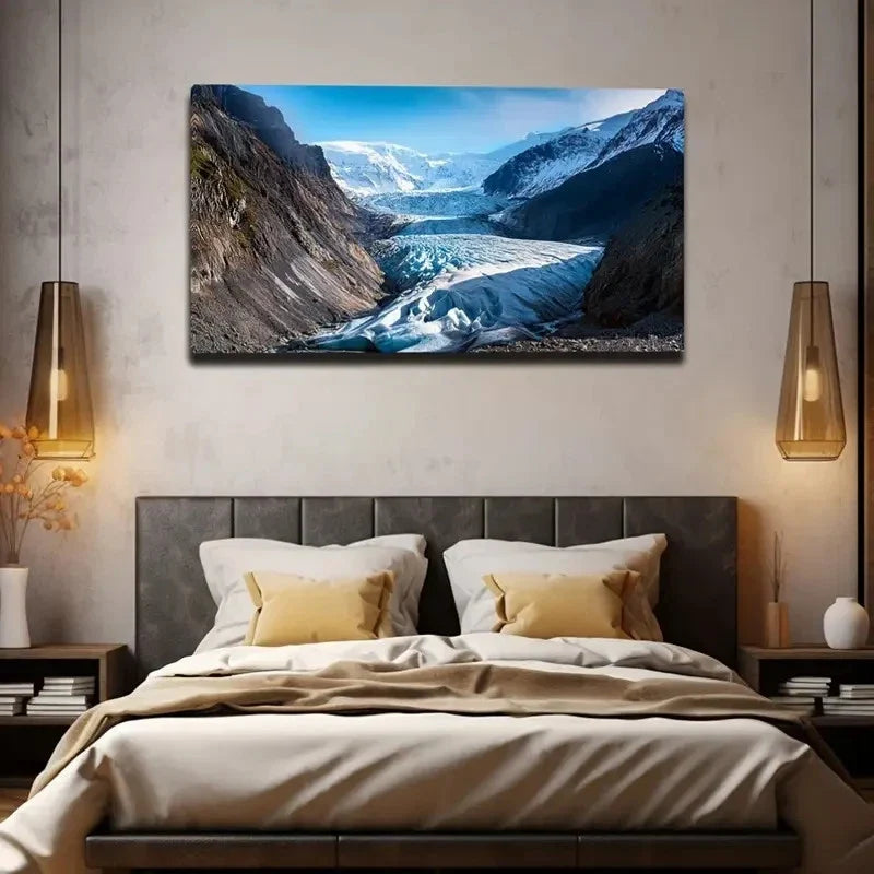Thick Glaciers New Zealand Wall Art Canvas Office Home Room Framed 80x45cm