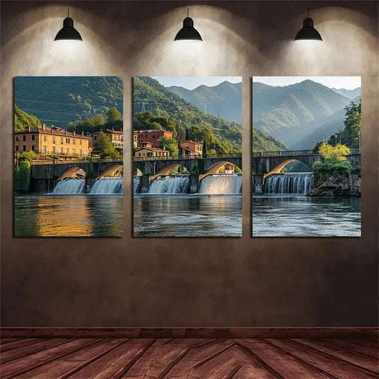 3pcs Big Mountain Water Damp Nature Metal Print Ready to Hang Art