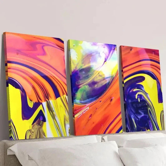 3pcs Abstract Multi Color Liquid Wall Art Set Canvas Framed 40x60cm - High Quality Print 100% Australian Made Wall Canvas Ready to Hang