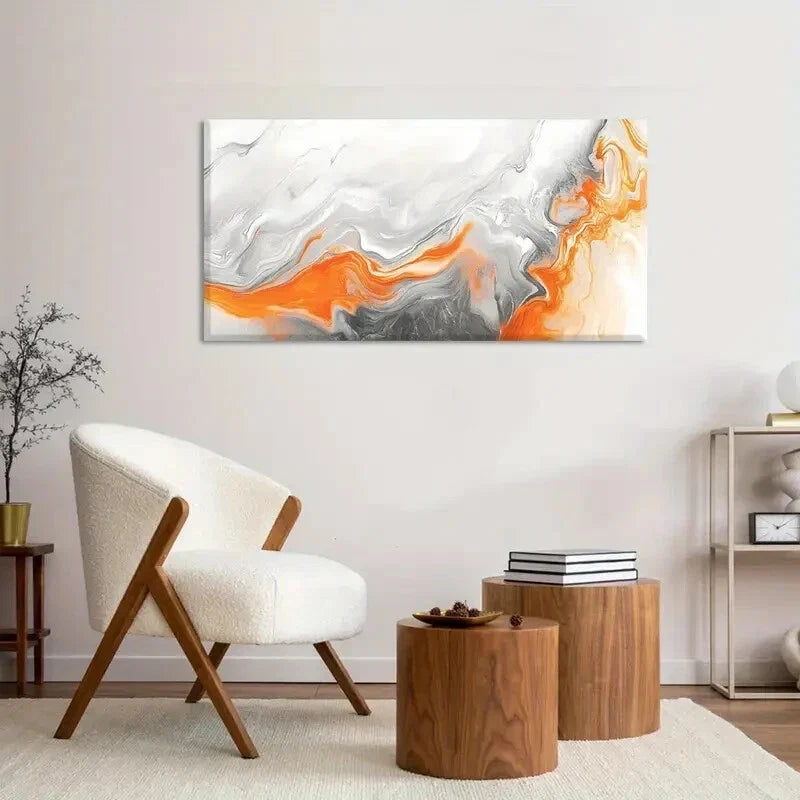 Orange & Gray Abstract Colorful Wall Art Canvas Office Home Room Framed 120x60cm