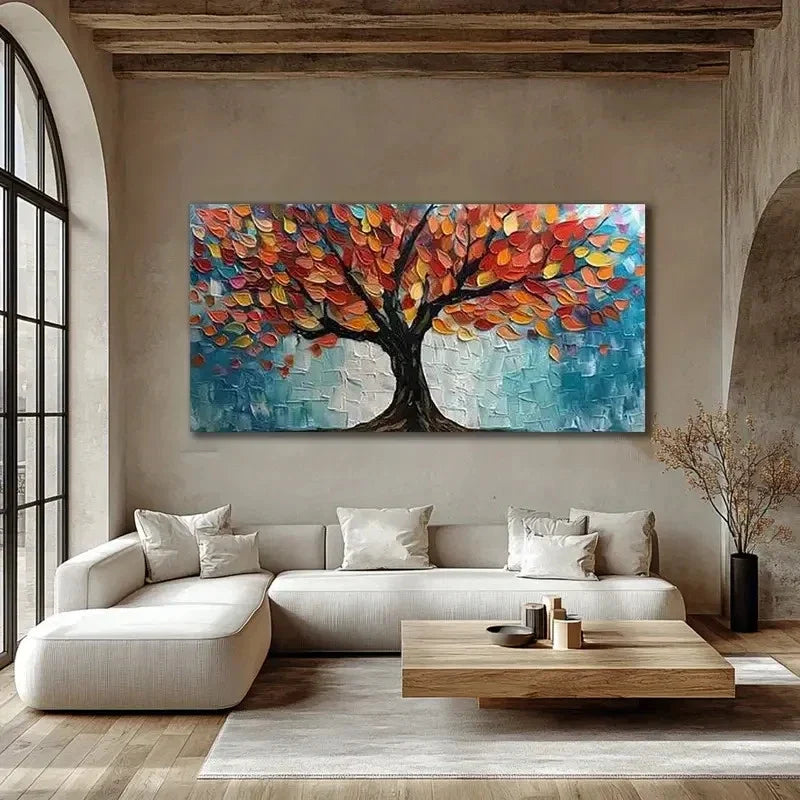 Abstract Colorful Tree Wall Art canvas office home room framed 120x60cm