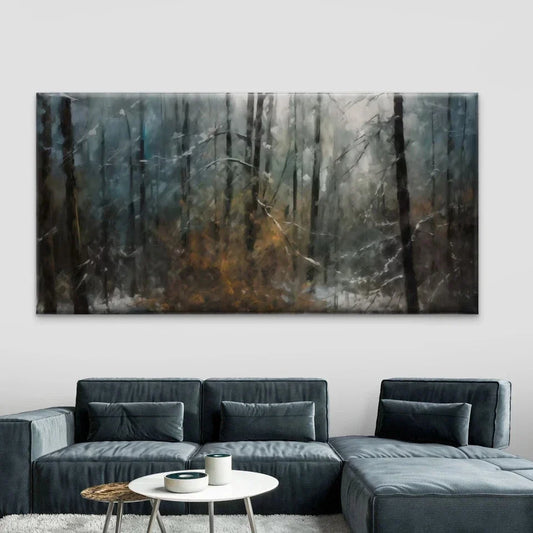 Misty Forest Nature Landscape Wall Art Canvas Office Home Room Framed 80x45cm