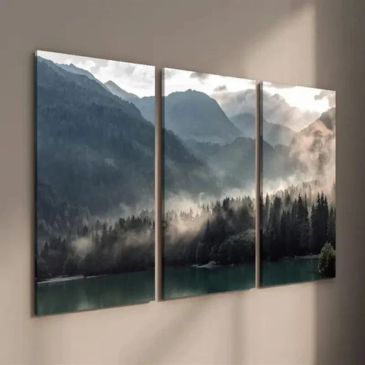 3pcs Lake and Mountains Landscape Wall Art Set Canvas Framed 40x60cm - High Quality Print 100% Australian Made Wall Canvas Ready to Hang