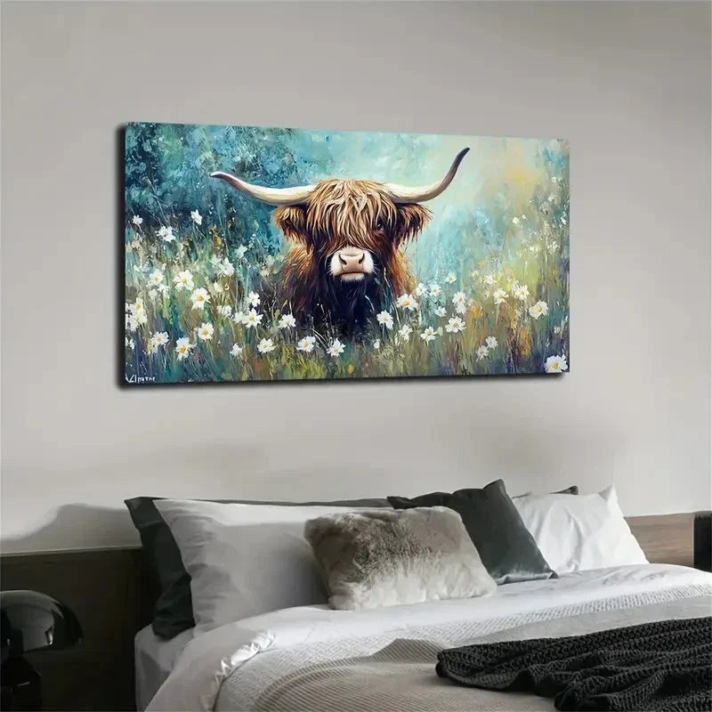 The Main Body Is A Highland Ox Wall Art Canvas Office Home Room Framed 120x60cm