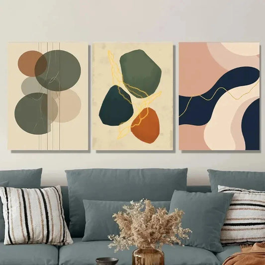3pcs Modern Minimalist Abstract Metal Print Ready to Hang Art