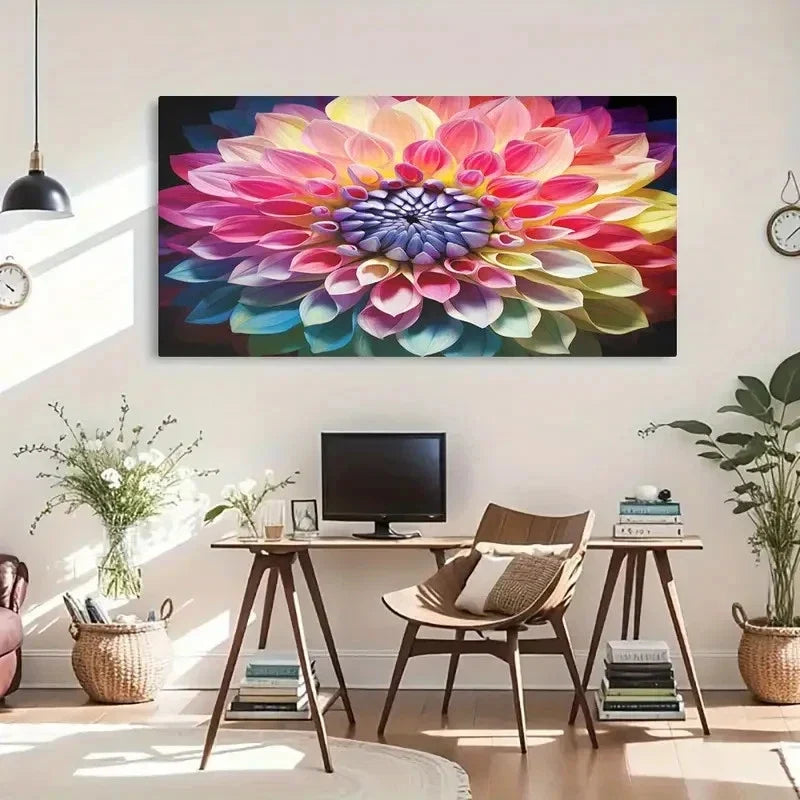 Colorful Blooming Rainbow Décor Wall Art Canvas Office Home Room Framed 120x60cm