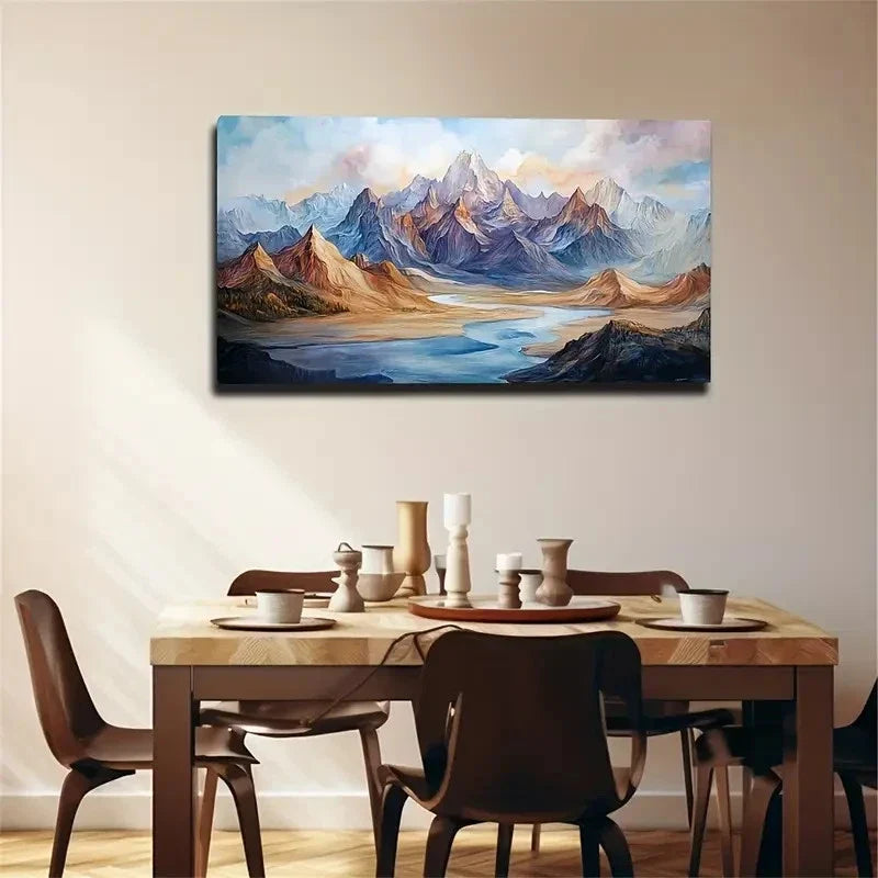 Mountain Landscape Modern Wall Art Canvas Office Home Room Framed 120x60cm