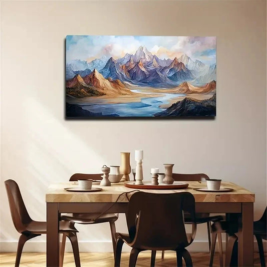 Mountain Landscape Modern Wall Art Canvas Office Home Room Framed 120x60cm