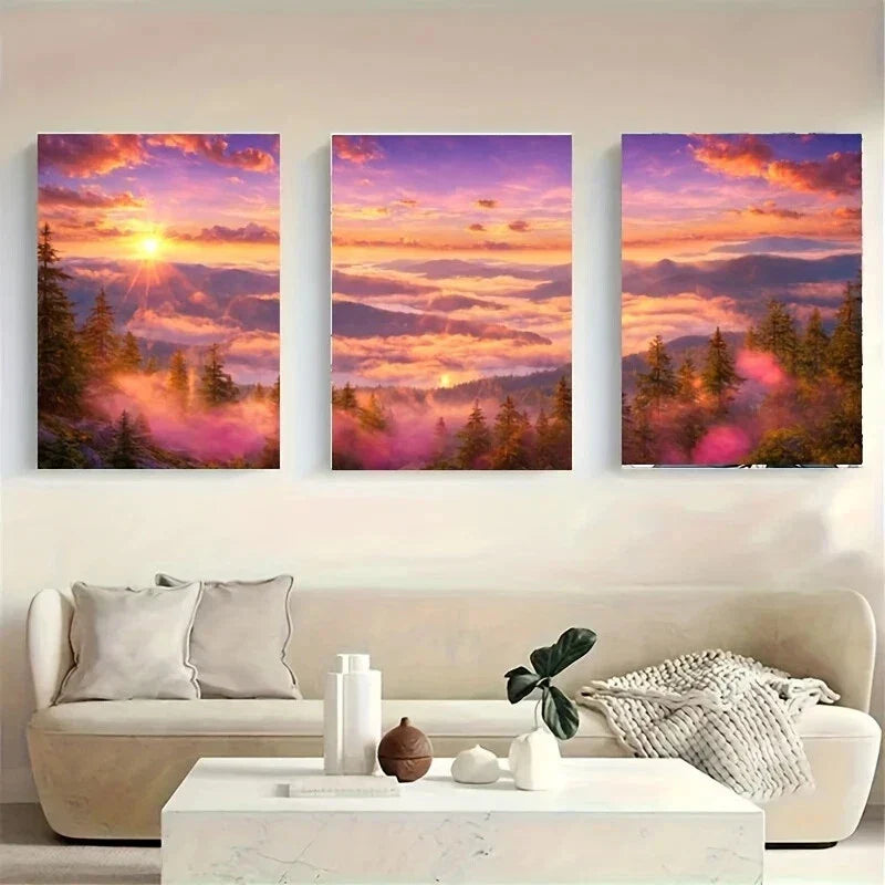 3pcs A Breathtaking Sunset White Wolf Shrouded Metal Print Ready to Hang Art