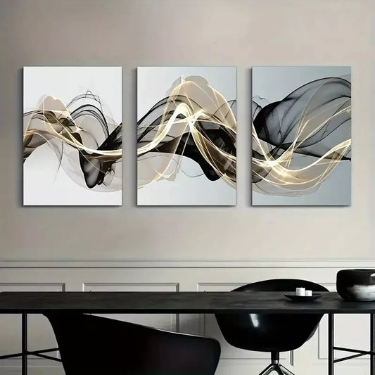 3pcs Abstract Ribbon Painting Canvas Framed 40x60cm - High Quality Print 100% Australian Made Wall Canvas Ready to Hang