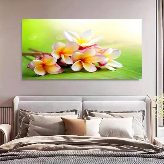 Pink & Yellow Egg Flowers Wall Art Canvas Office Home Room Framed 120x60cm