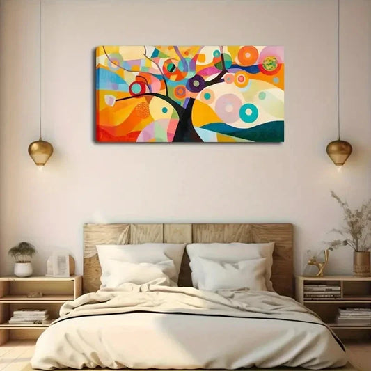 Modern Geometric Tree Design Wall Art Canvas Office Home Room Framed 120x60cm