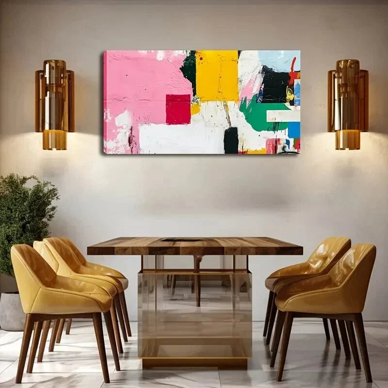 Abstract Color Block Vibcrant Wall Art Canvas Office Home Room Framed 120x60cm
