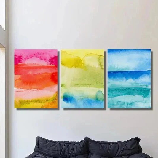 3pcs Colorful Gradient Abstract Painting Wall Art Set Canvas Framed 40x60cm - High Quality Print 100% Australian Made Wall Canvas Ready to Hang