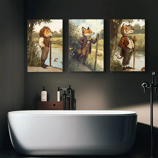 3pcs Animal Rustic Farm Life Themed Metal Print Ready to Hang Art