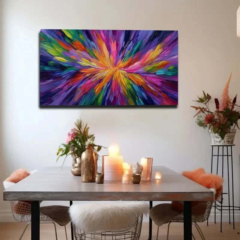 Modern Abstract Color Explosion Wall Art Canvas Office Home Room Framed 120x60cm