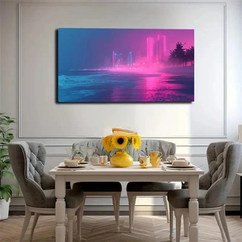 Minimalist Beach & Cityscape Wall Art Canvas Office Home Room Framed 120x60cm