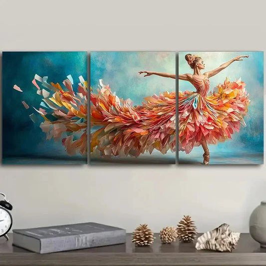 3pcs A Flowing Ballerina Bright Beauty Perfect Wall Art Set Canvas Framed 40x60cm - High Quality Print 100% Australian Made Wall Canvas Ready to Hang