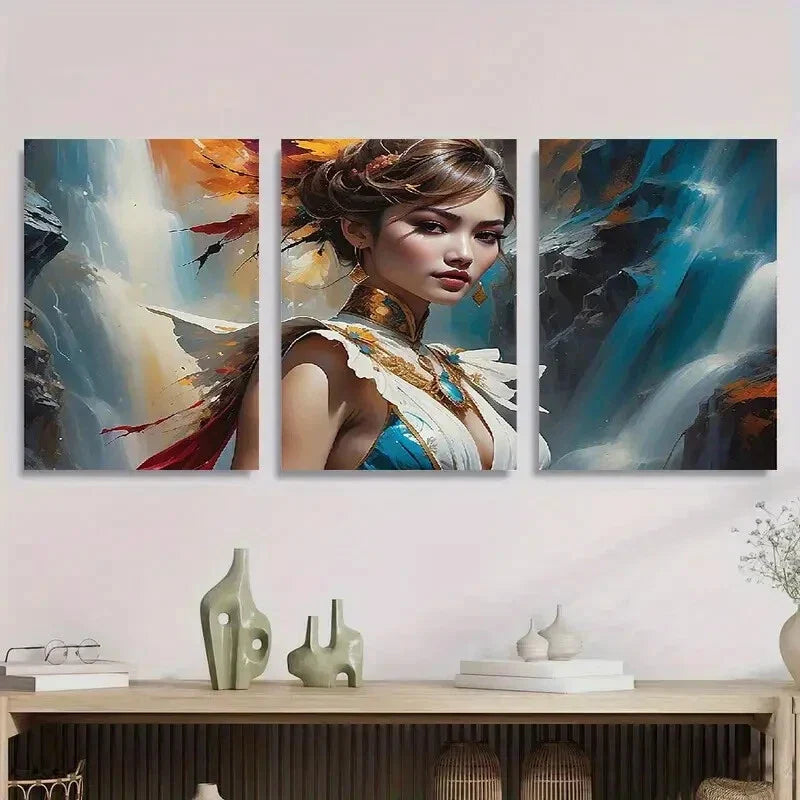 3pcs Modern Abstract Female Portrait Metal Print Ready to Hang Art