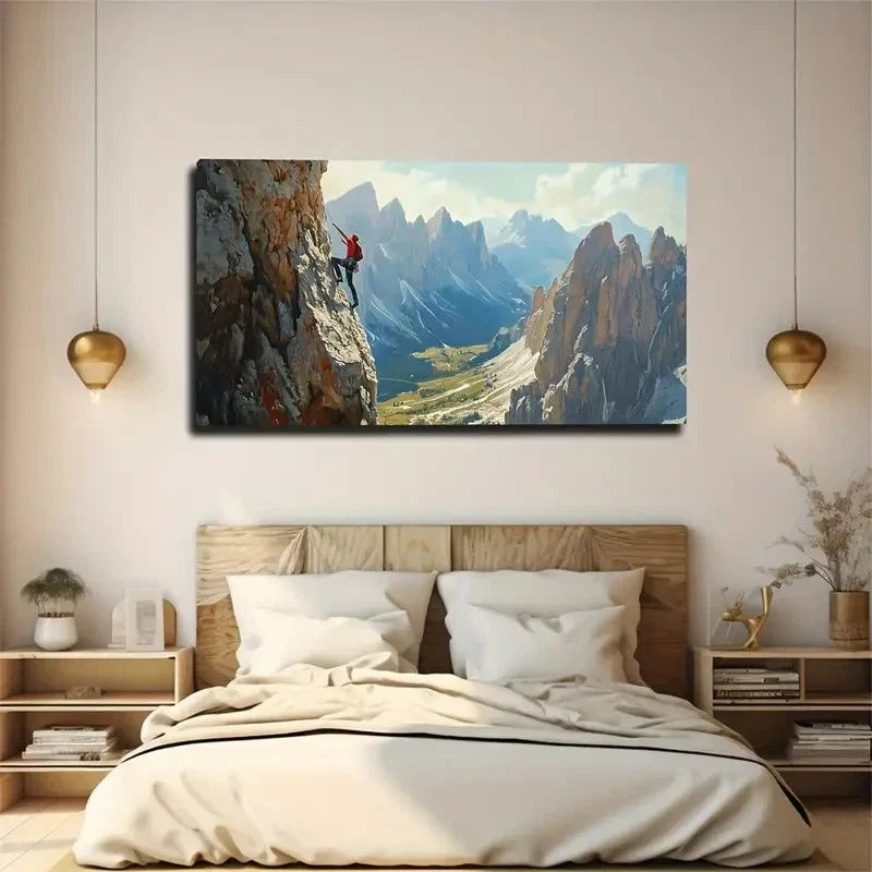 Stunning Mountain Climber Wall Art Canvas Office Home Room Framed 120x60cm