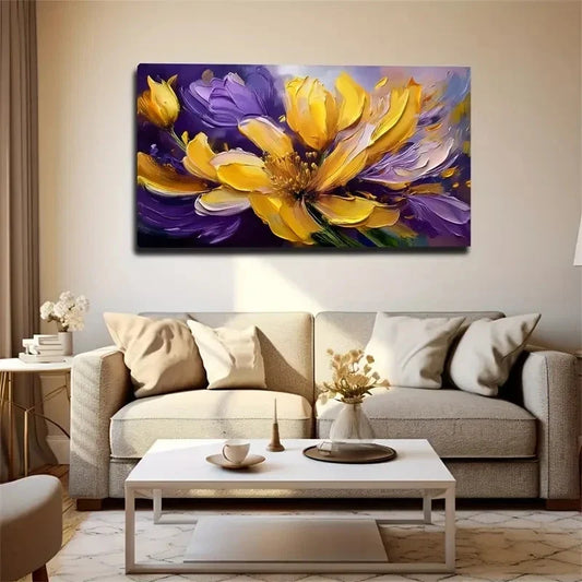 Acrylic Close-Up Of Yellow Wall Art Canvas Office Home Room Framed 120x60cm