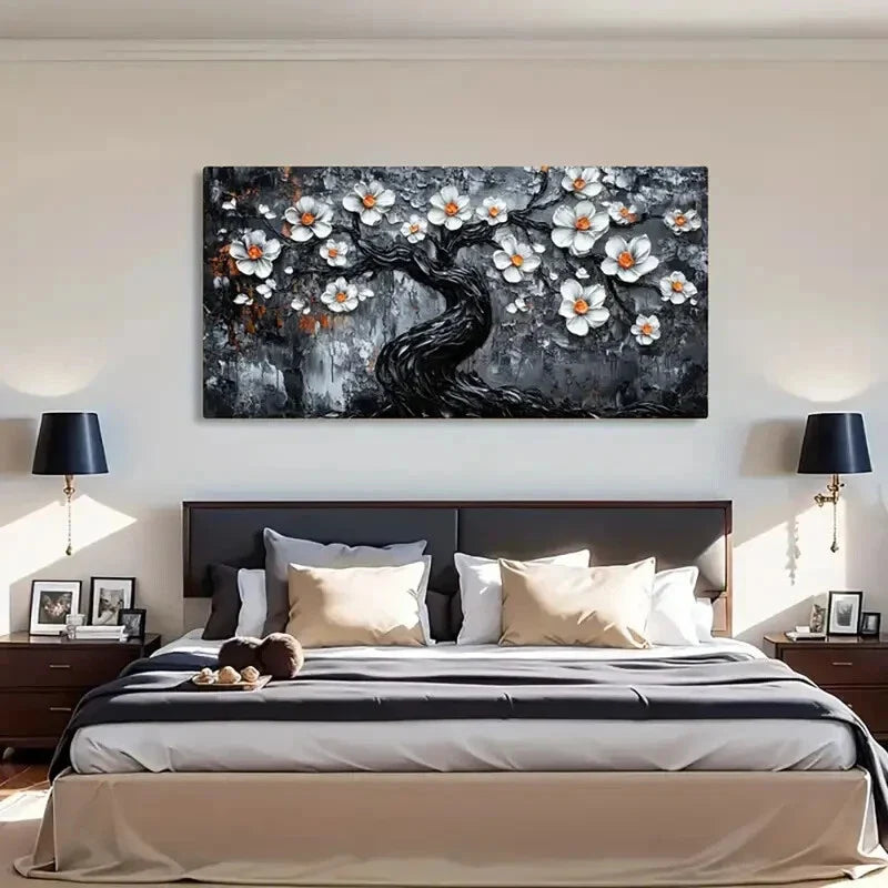 Dynamic Branches Flora Blossoms Wall Art Canvas Office Home Room Framed 80x45cm