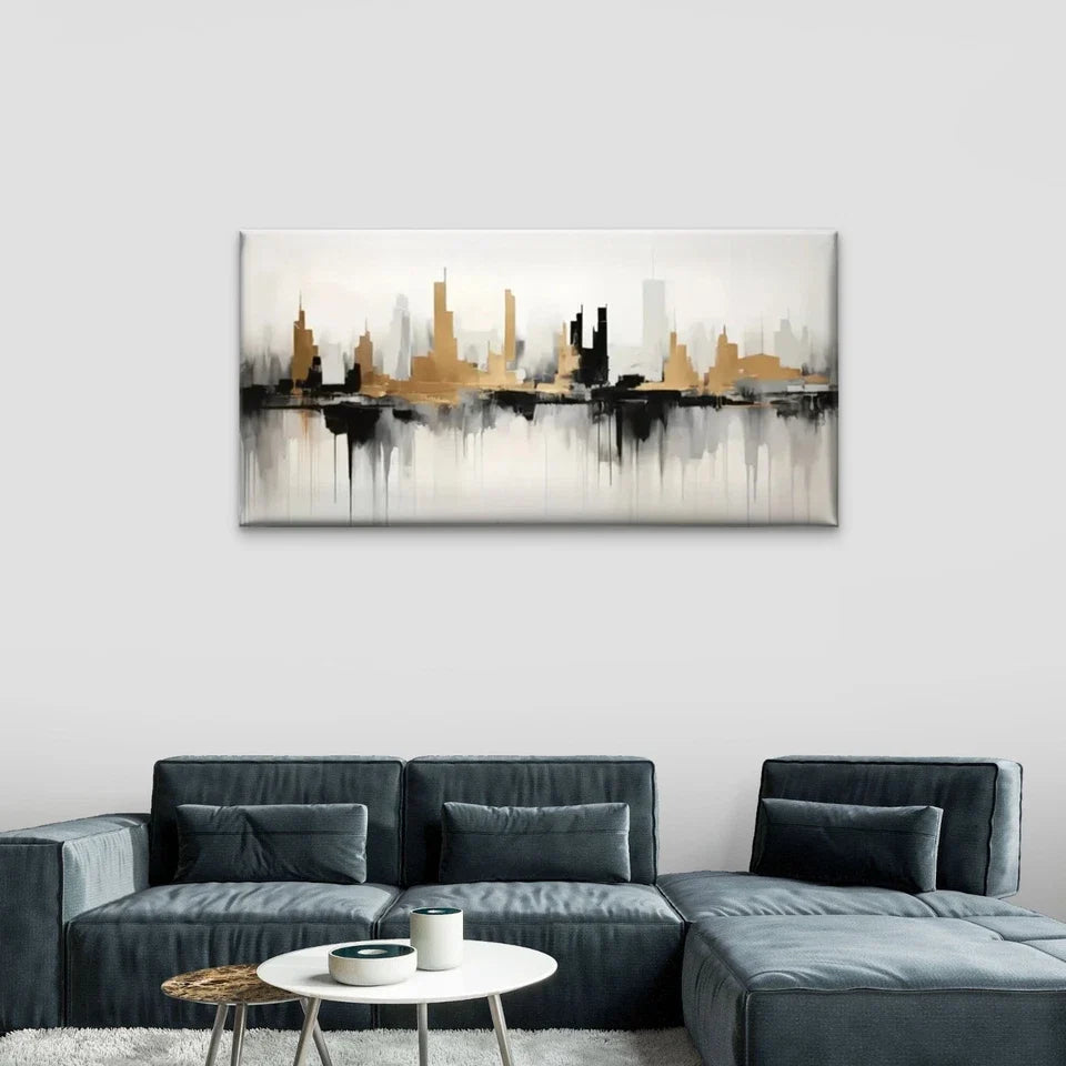 Urban Landscape Abstract Wall Art Canvas Office Home Room Framed 80x45cm