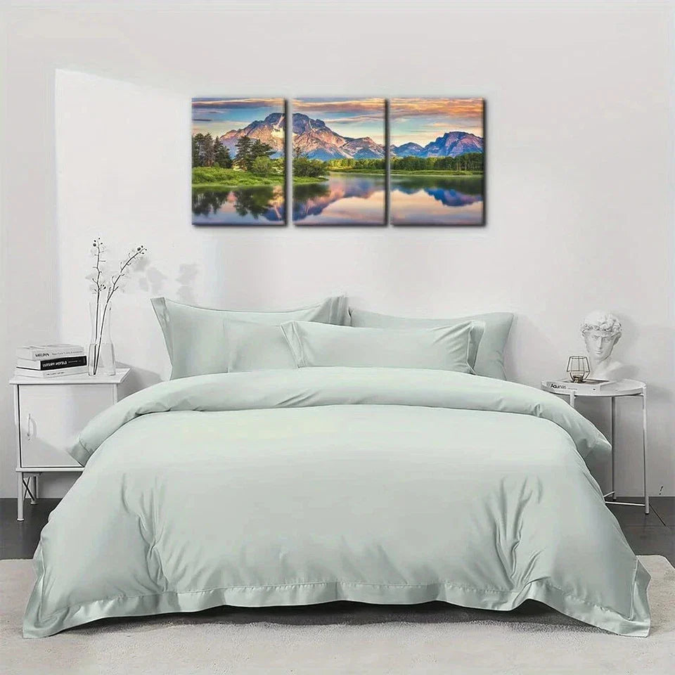 3pcs Sunset Sunrise Mountain River Forest Metal Print Ready to Hang Art