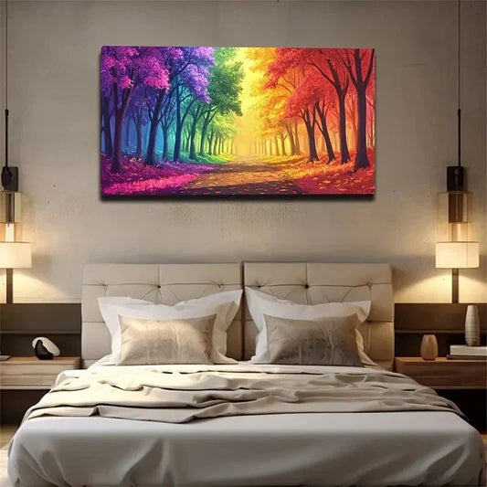 Colorful Trees Colorful Trees Wall Art Canvas Office Home Room Framed 80x45cm