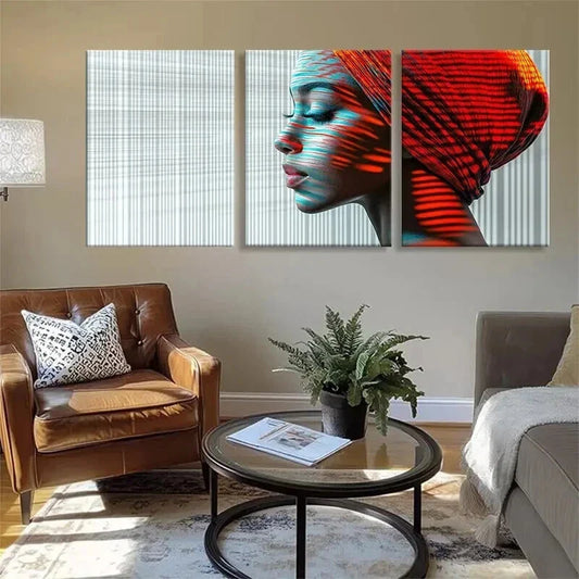 3pcs Striking Red & Blue Accents Perfect Wall Art Set Canvas Framed 40x60cm - High Quality Print 100% Australian Made Wall Canvas Ready to Hang