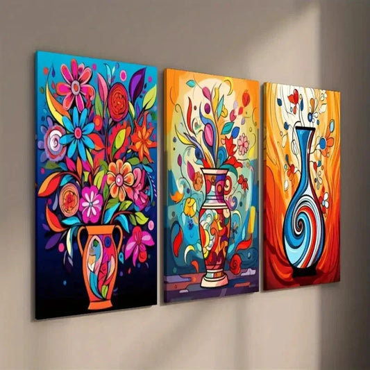 3pcs Abstract Plant and Flower Decor Wall Art Set Canvas Framed 40x60cm - High Quality Print 100% Australian Made Wall Canvas Ready to Hang