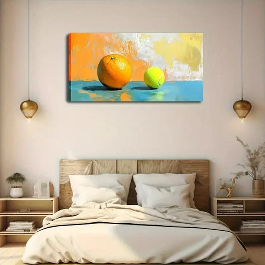 Vibrant Orange Green Ball Wall Art Canvas Office Home Room Framed 120x60cm