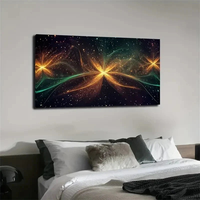 Cosmic Nebula Fractal Pattern Wall Art Canvas Office Home Room Framed 120x60cm