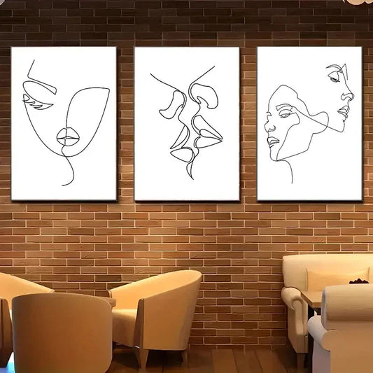 3pcs Modern Minimalist Line Poster Metal Print Ready to Hang Art