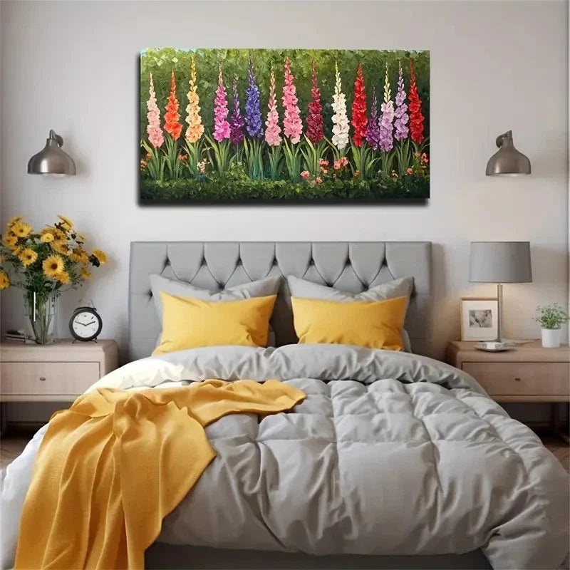 Vibrant Gladiolus Floral Wall Art Canvas Office Home Room Framed 120x60cm