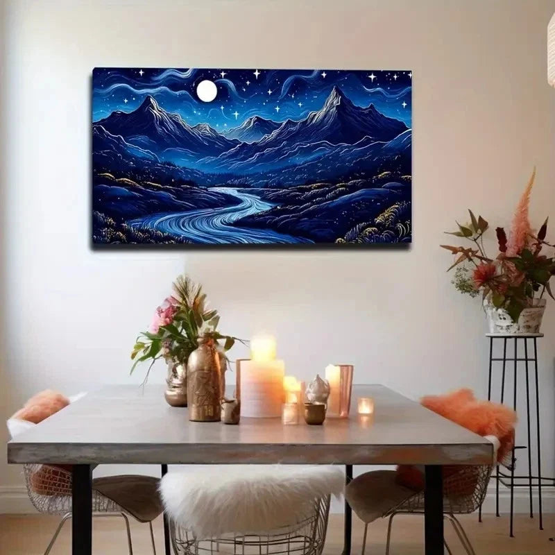 Quality Mountain And River Wall Art Canvas Office Home Room Framed 80x45cm