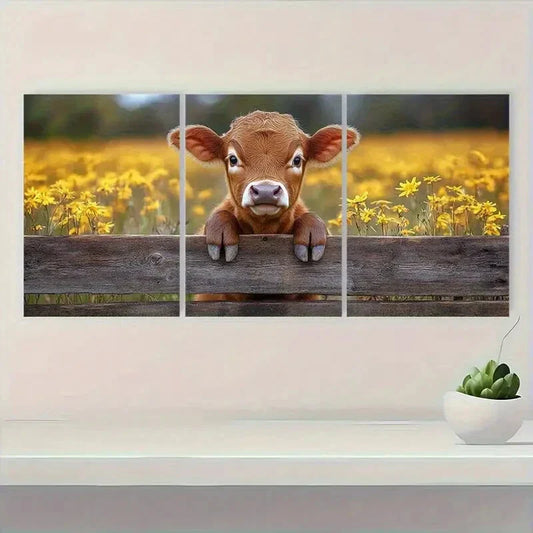 3pcs Vintage Style Golden Field Metal Print Ready to Hang Art