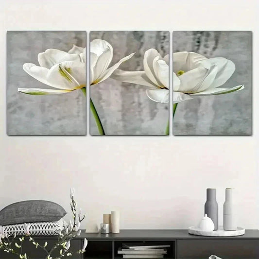 3pcs Elegant White Calla Lilies Print Wall Art Set Canvas Framed 40x60cm - High Quality Print 100% Australian Made Wall Canvas Ready to Hang