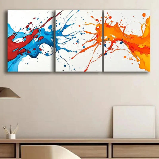 3pcs Abstract Splatter Design Modern Metal Print Ready to Hang Art