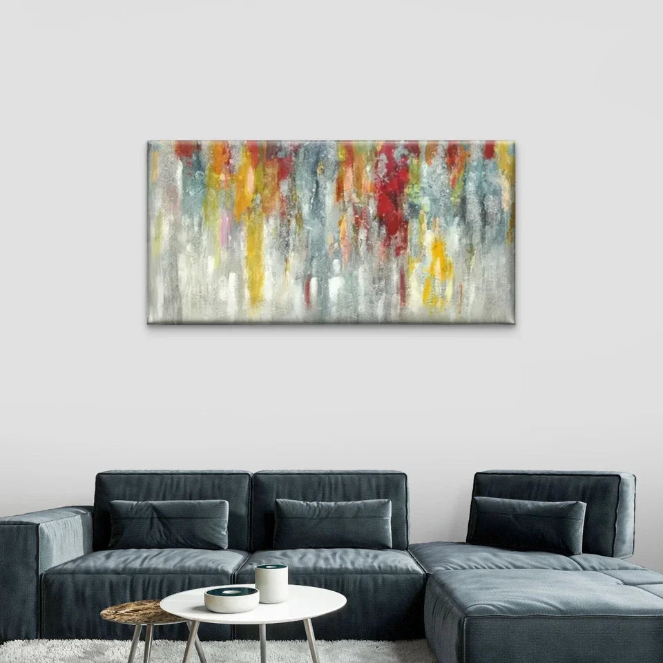 Abstract Painting Colors Wall Art Canvas Office Home Room Framed 80x45cm