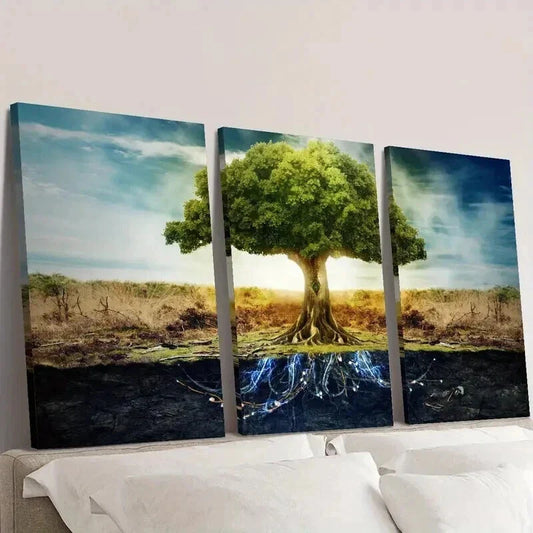3pcs Grafted Olive Tree Decoration Wall Art Set Canvas Framed 40x60cm - High Quality Print 100% Australian Made Wall Canvas Ready to Hang