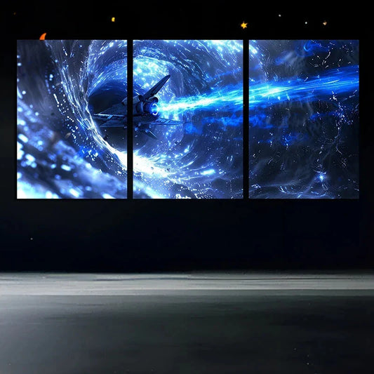 3pcs Space Shuttle Boat Design Metal Print Ready to Hang Art