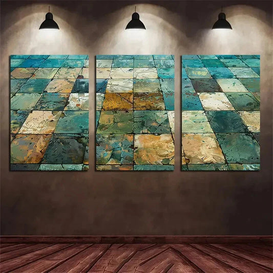 3pcs Abstract Geometric Modern Decorative Metal Print Ready to Hang Art
