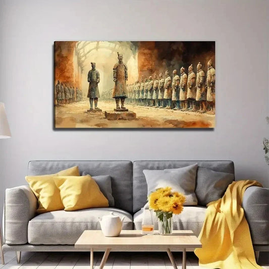 Terra-Cotta Warriors Wall Art Canvas Office Home Room Framed 120x60cm