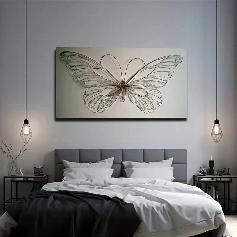 Butterfly Design Intricate Wall Art Canvas Office Home Room Framed 120x60cm