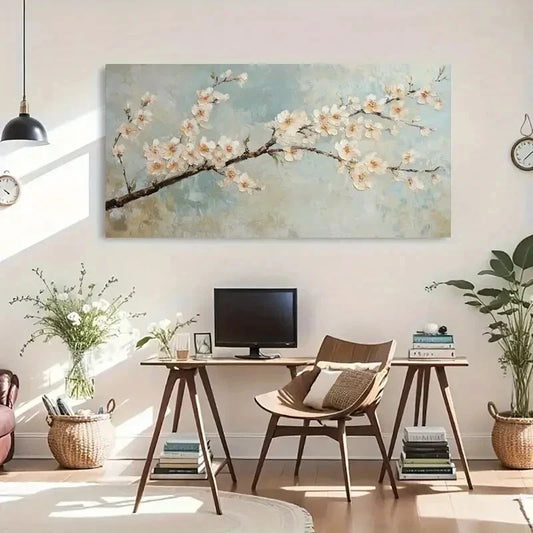 Cherry Blossom Spring Floral Wall Art Canvas Office Home Room Framed 120x60cm