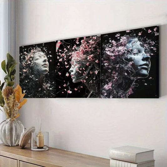 3pcs Ethereal Figure In Dark Background Wall Art Set Canvas Framed 40x60cm - High Quality Print 100% Australian Made Wall Canvas Ready to Hang