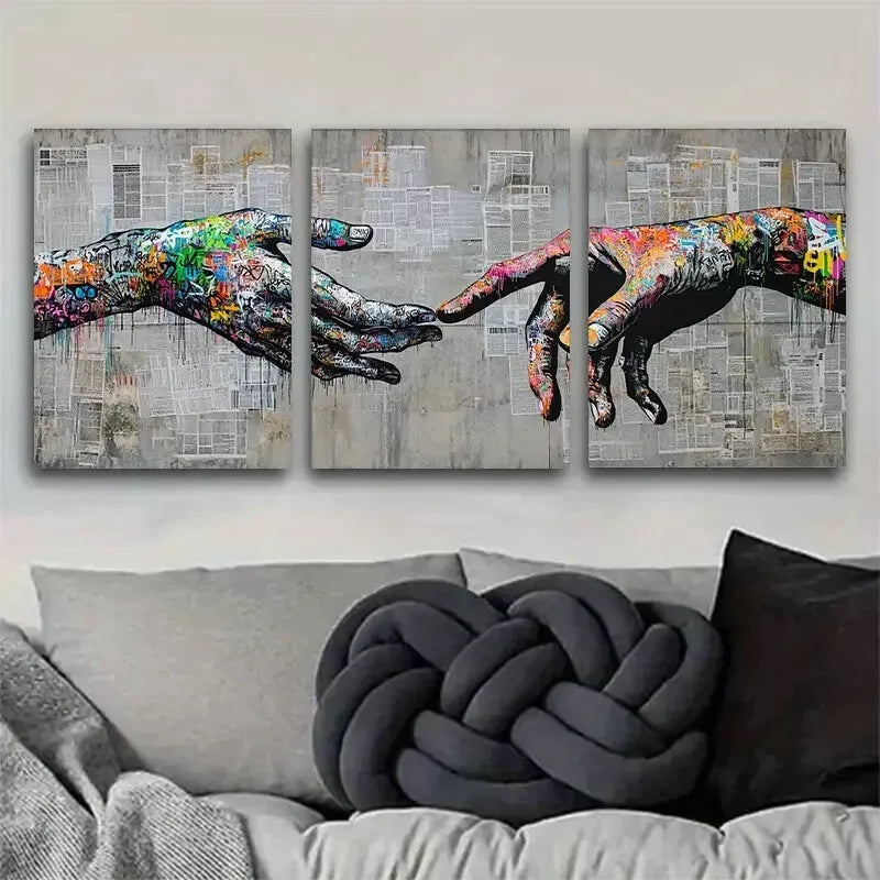 3pcs Graffiti-Inspired Creation Wrapped Wall Art Set Canvas Framed 40x60cm - High Quality Print 100% Australian Made Wall Canvas Ready to Hang