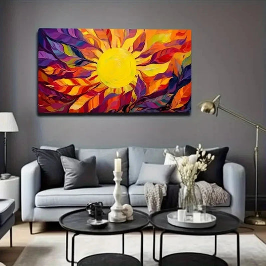 Vibrant Radiant Design Wall Art Canvas Office Home Room Framed 80x45cm