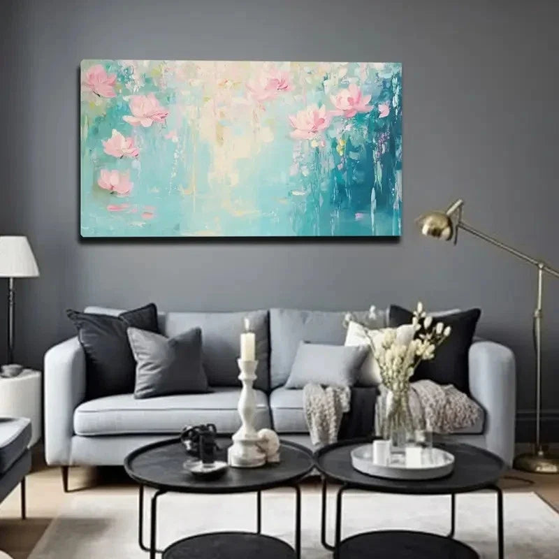 Pink For Lotus Flowers Wall Art Canvas Office Home Room Framed 120x60cm